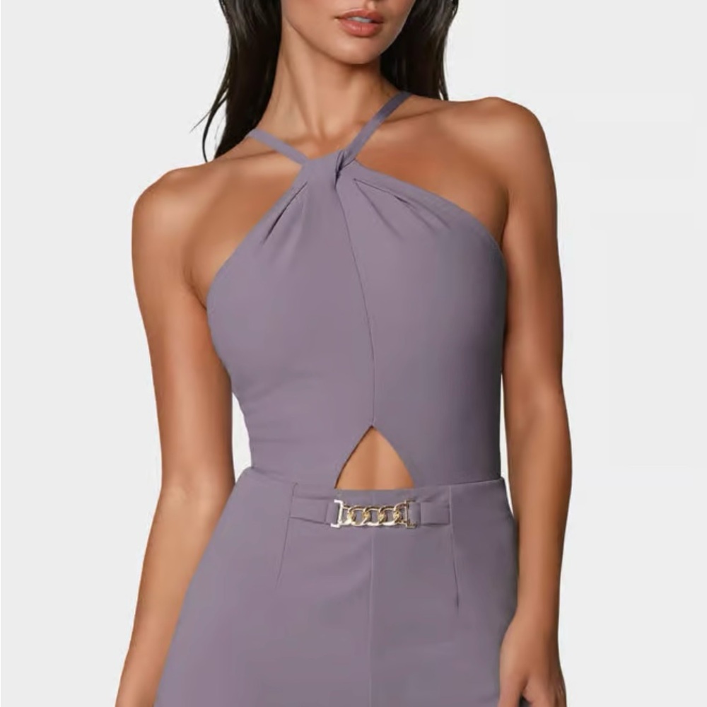 Bebe Halter Jumpsuit in Lavender size small worn once
